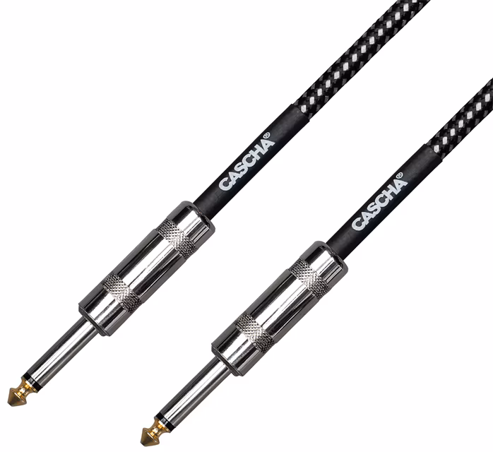 Cascha Standard Line Guitar Cable Straight Black Tweed 9m     - Instrumentenkabel