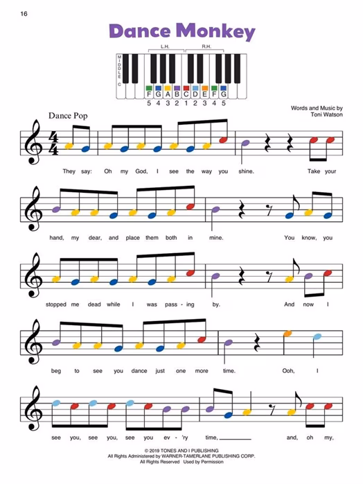 MS Piano-by-Color - Pop Songs (fast neues) - Klaviernoten