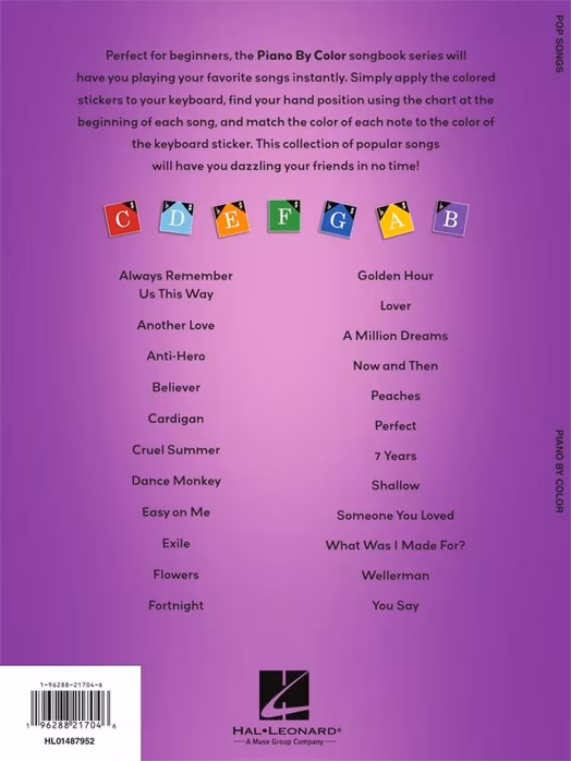 MS Piano-by-Color - Pop Songs - Klaviernoten