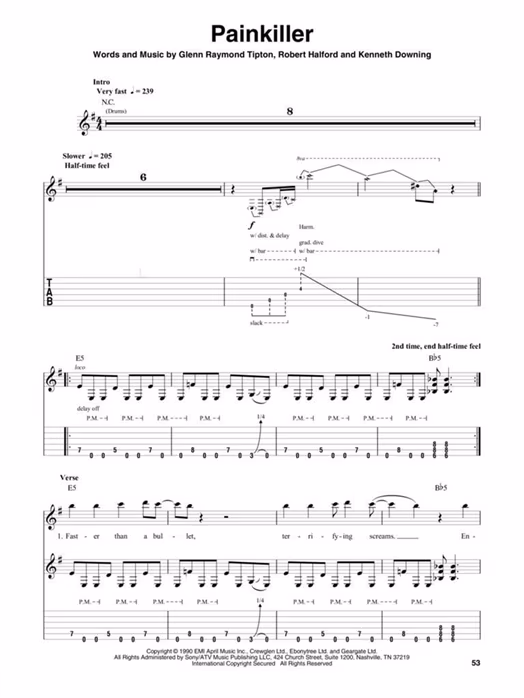 MS Judas Priest - Gitarrennoten