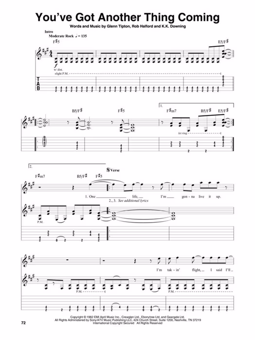 MS Judas Priest - Gitarrennoten