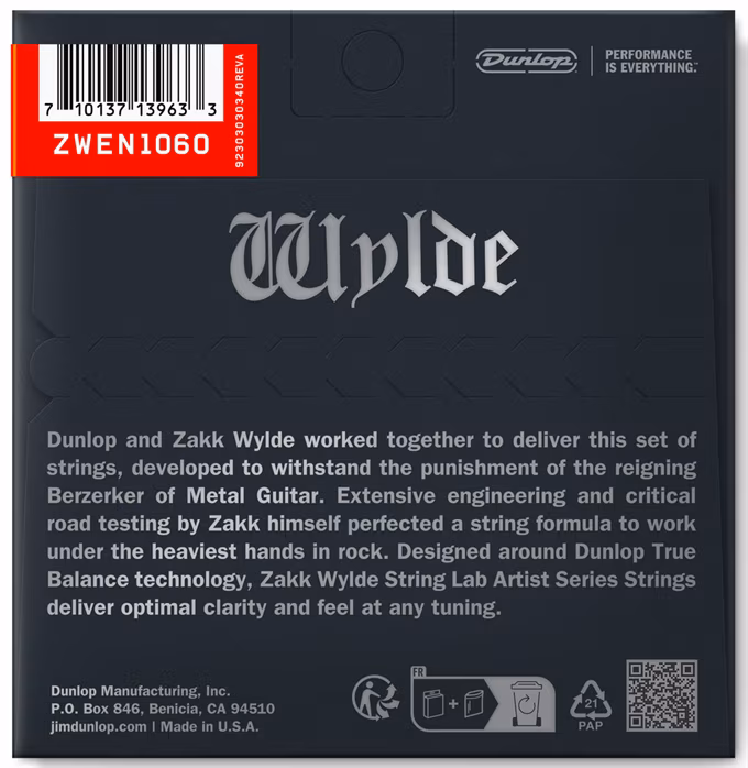 Dunlop Zakk Wylde Electric 10-60 - Saiten für E-Gitarre