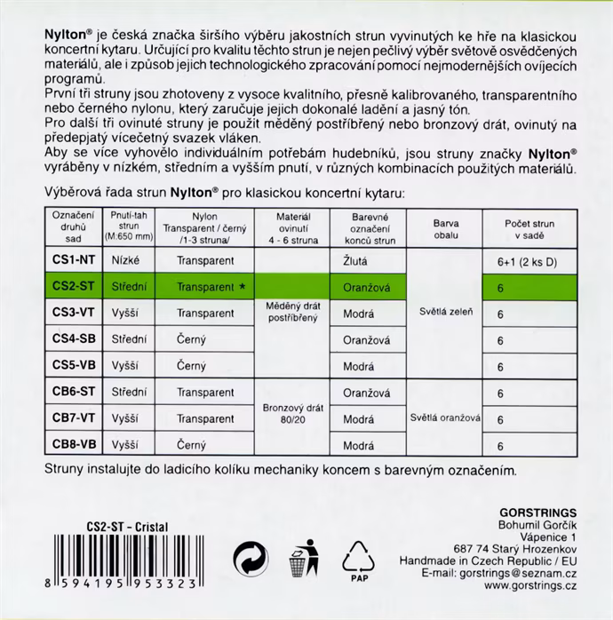 Gorstrings Nylton CS2ST 2943 Cristal - Nylon-Saiten für klassische Gitarre