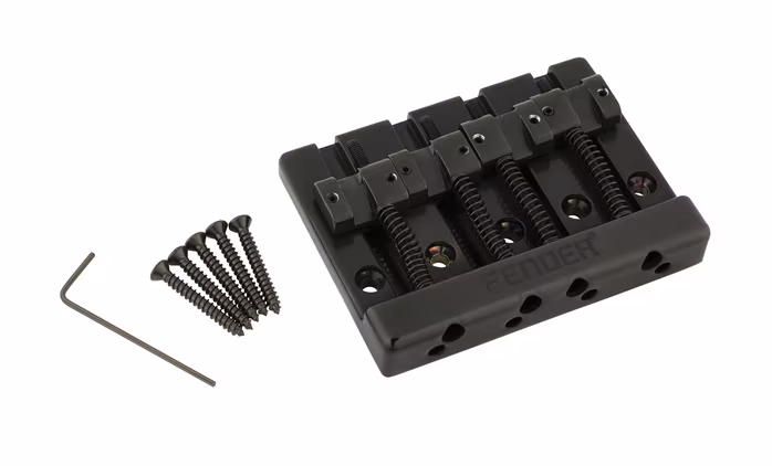 Fender HiMass Bass Bridge Zinc Saddles Black - Brücke