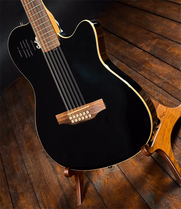 Godin 1999 A12 Black - Zwölfsaitige elektroakustische Hybridgitarre