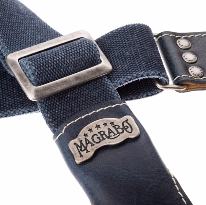 Magrabò Stripe SS Cotton Washed Blue / Aged Blue 5 cm - Gitarrengurt
