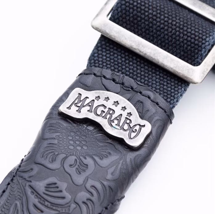 Magrabò Stripe SS Cotton Washed Black / Flores Black 5 cm - Gitarrengurt