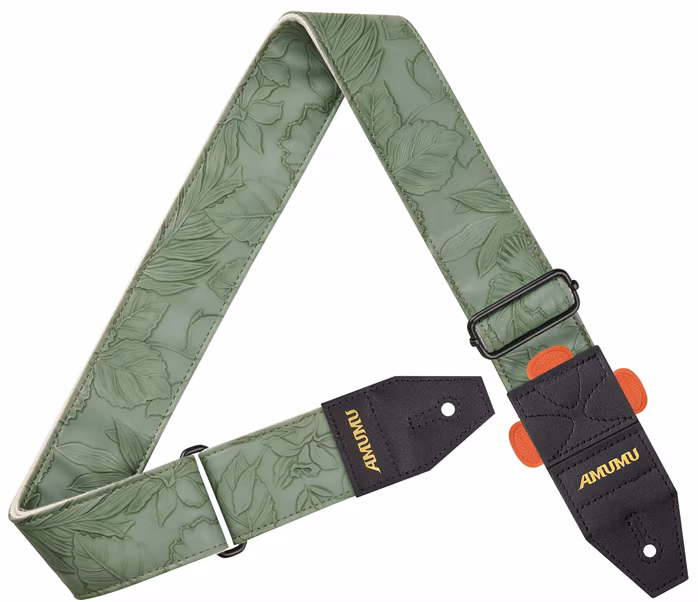 Amumu Embossed Leaf Green - Gitarrengurt
