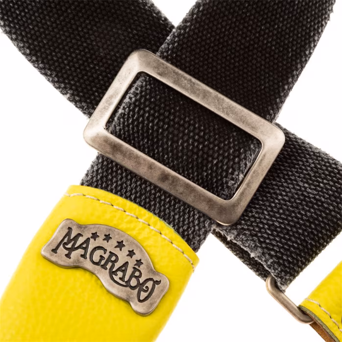 Magrabò Stripe SS Cotton Washed Black / Lime 5 cm - Gitarrengurt