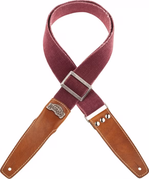 Magrabò Stripe SS Cotton Washed Bordeaux / Washed Brown 5 cm - Gitarrengurt