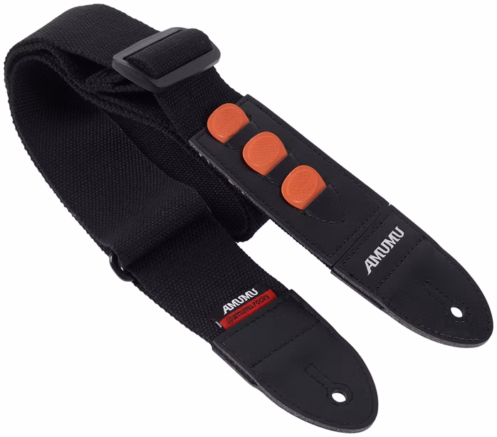 Amumu Soft Cotton Pickholder Strap Black - Gitarrengurt