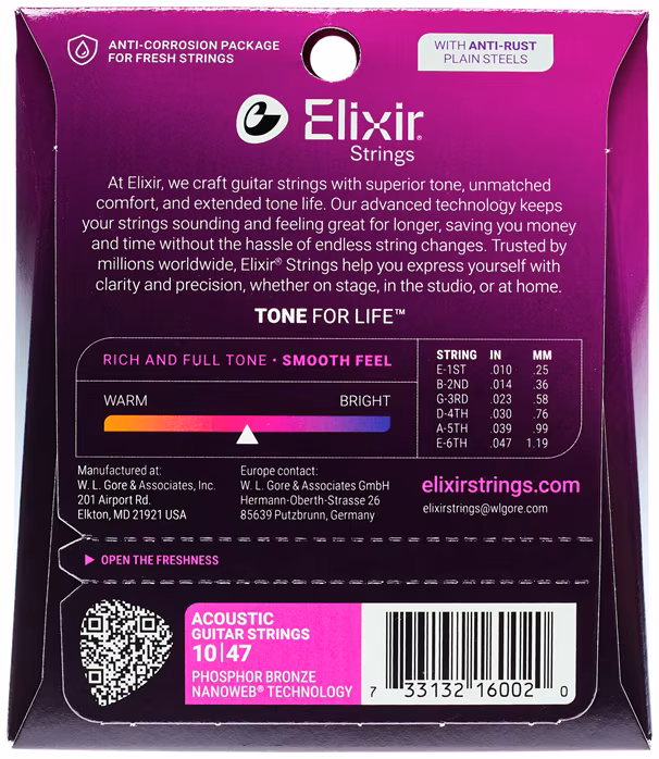 Elixir Nanoweb Phosphor Bronze Extra Light - Stahlseiten für akustische Gitarre