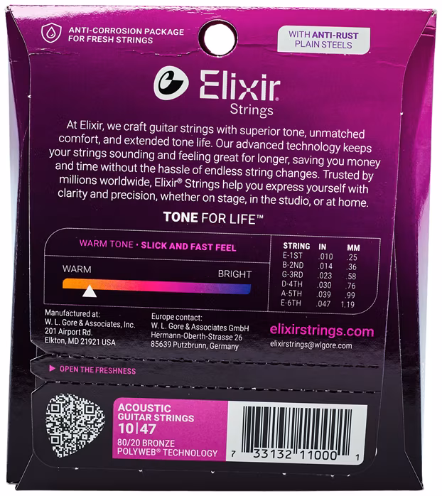 Elixir Polyweb 80/20 Bronze Extra Light - Stahlseiten für akustische Gitarre