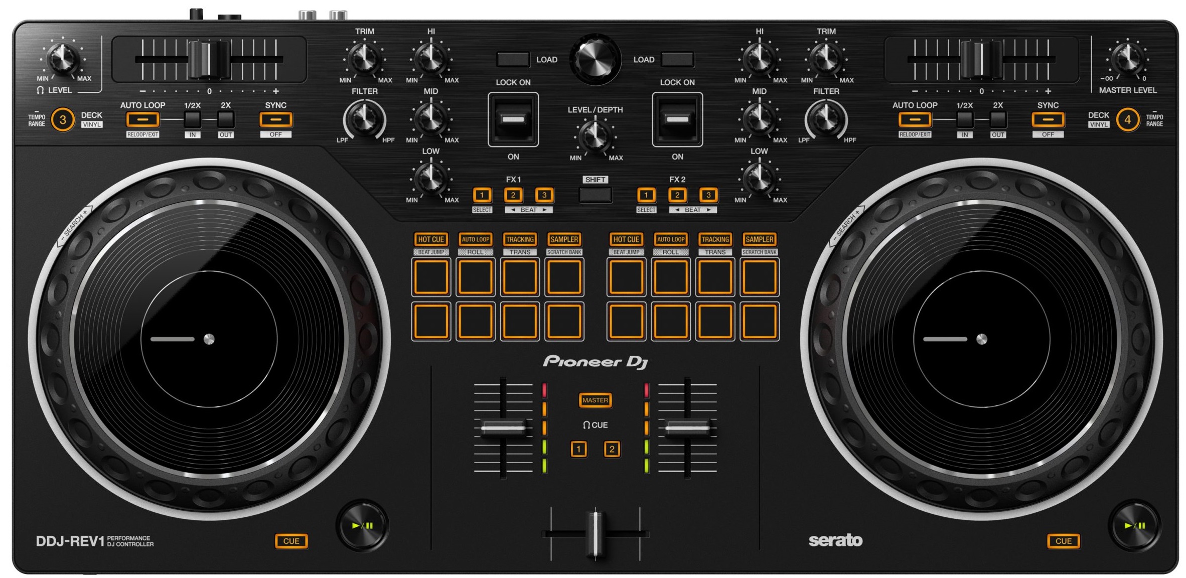 Pioneer DJ DDJ-REV1 2-Kanal DJ Controller, Schwarz