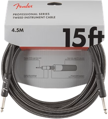 Fender Professional Series 15' Instrument Cable Gray Tweed - Câble d'instrument