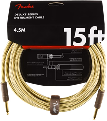 Fender Deluxe Series 15' Instrument Cable Tweed - Câble d'instrument