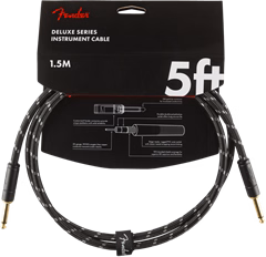 Fender Deluxe Series 5' Instrument Cable Black Tweed - Câble d'instrument