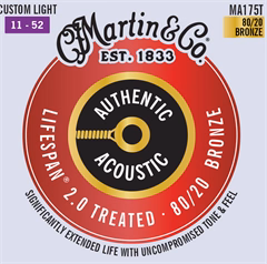 Martin Authentic Lifespan 2.0 80/20 Bronze Custom Light - Cordes en métal pour guitare acoustique