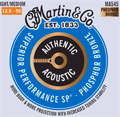 Martin Authentic SP 92/8 Phosphor Bronze Light/Medium - Cordes en métal pour guitare acoustique