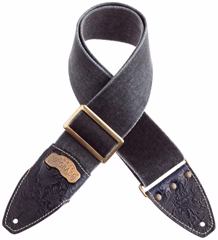 Magrabò Stripe SS Cotton Washed Black / Flores Black 8 cm - Sangle de guitare