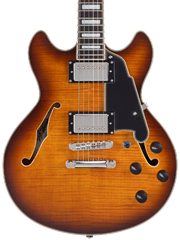D'Angelico Premier Mini DC Double Cutaway Stop-Bar Tailpie CE Dark ICEd Tea Burst - Guitare semi acoustique
