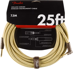 Fender Deluxe Series 25' Instrument Cable Tweed Angled - Hangszer kábel