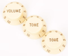 Fender Stratocaster Knobs, Aged White - Volume knob