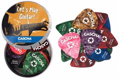 Cascha Guitar Pick Set Box (24 mixed guitar picks + metal box) - Pengetők