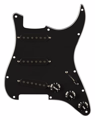 Fender Pre-Wired Strat Pickguard, Pure Vintage '65 w/RWRP Middle, Black 11 Hole PG - Elektromos gitár hangszedő szett