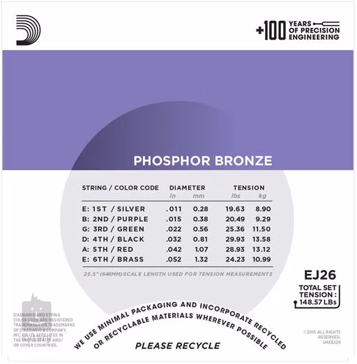 D'Addario EJ26-3D - Fém húrok akusztikus gitárra