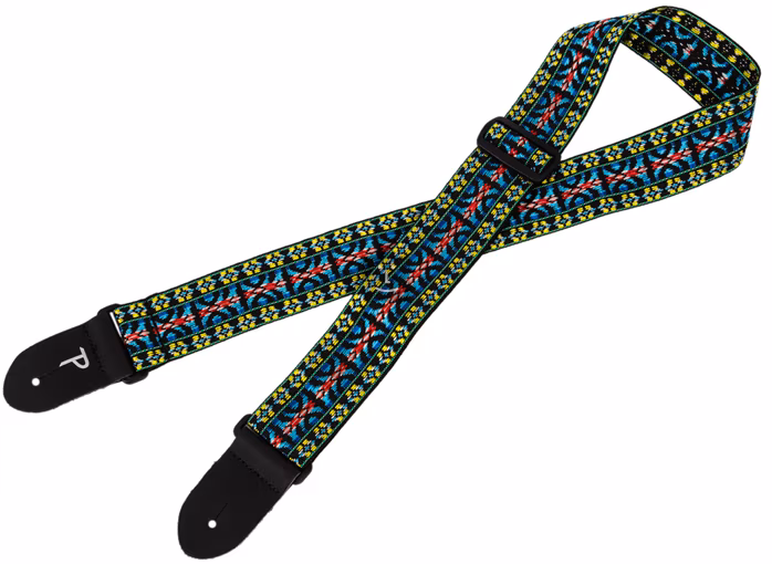 Perri's Leathers 285 Poly Pro Blue And Yellow Hootenanny - Gitár hevederek