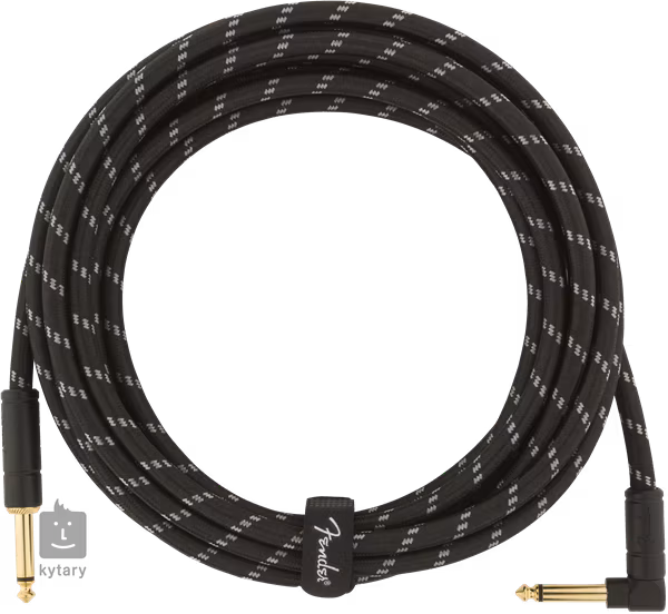 Fender Deluxe Series 15' Instrument Cable Black Tweed Angled - Hangszer kábel
