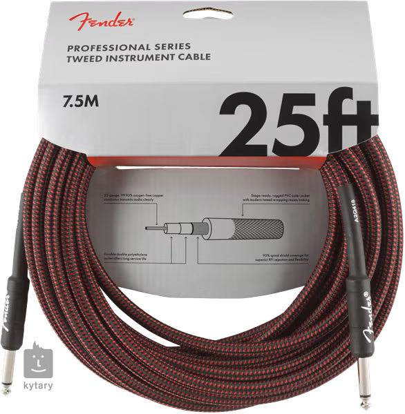Fender Professional Series 25' Instrument Cable Red Tweed - Hangszer kábel