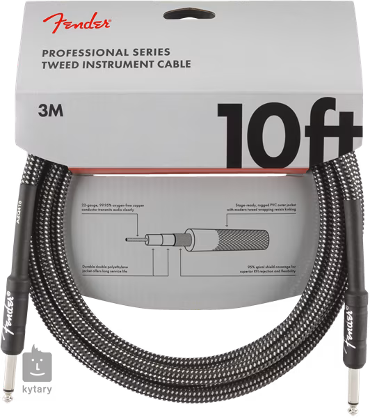 Fender Professional Series 10' Instrument Cable Gray Tweed - Hangszer kábel