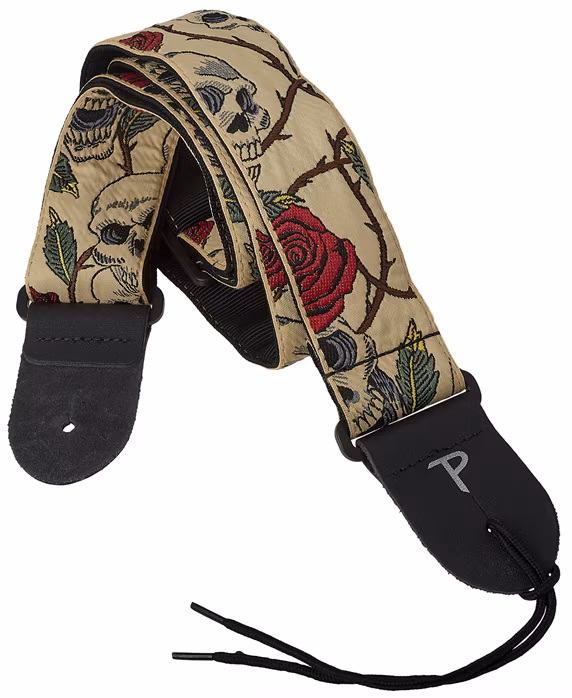 Perri's Leathers 6538 Jacquard Skulls And Roses - Gitár hevederek