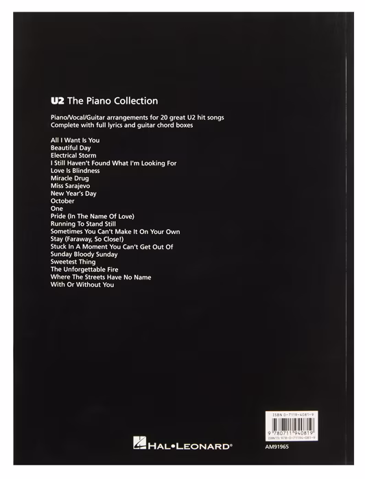 MS U2: The Piano Collection - Énekeskönyv