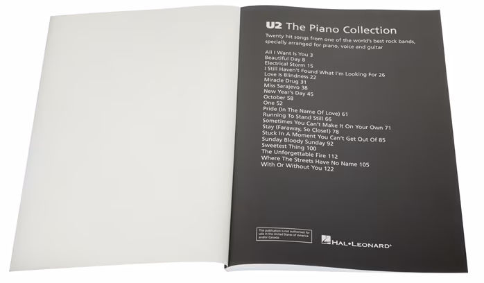 MS U2: The Piano Collection - Énekeskönyv