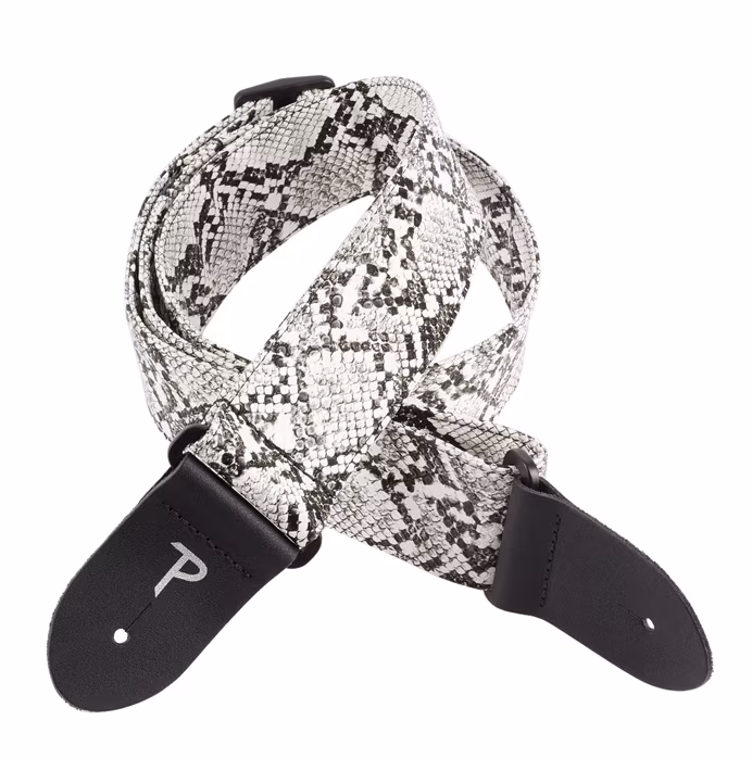Perri's Leathers Faux Snake Skin White - Gitár hevederek
