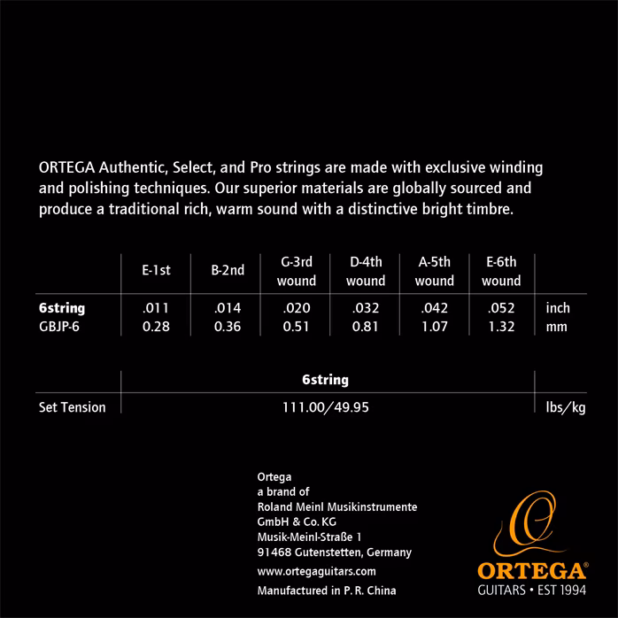 Ortega GBJP-6 - 6 húros bendzsó húrok