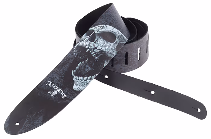 Perri's Leathers 11024 ALCHEMY Guitar Strap Berserker Skull - Gitár hevederek