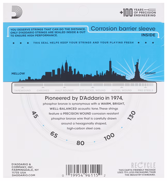 D'Addario EPBB170-5 - 5 húros akusztikus basszusgitár húrok