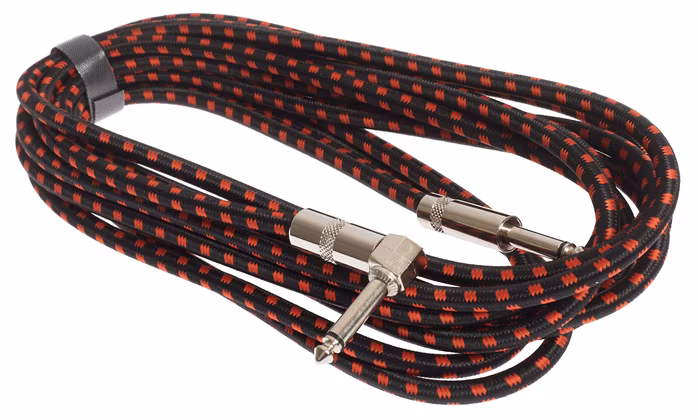 Amumu Woven Instrument Cable Red Angled 5 m - Hangszer kábel