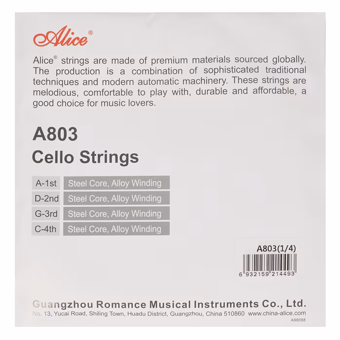 Alice A803 Basic Cello Strings 1/4 - Cselló húrok