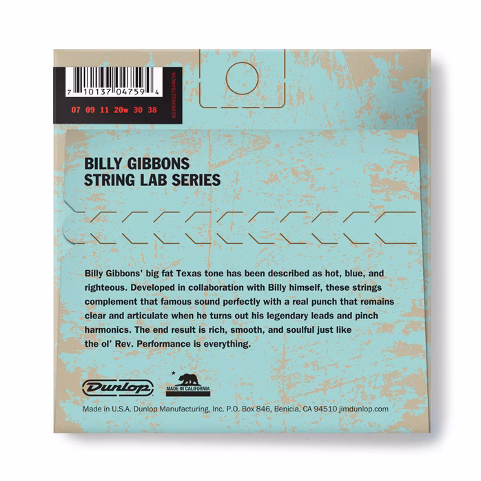 Dunlop Billy Gibbons Custom Rev Willy's Guitar Strings 7-38 - Húrok elektromos gitárra