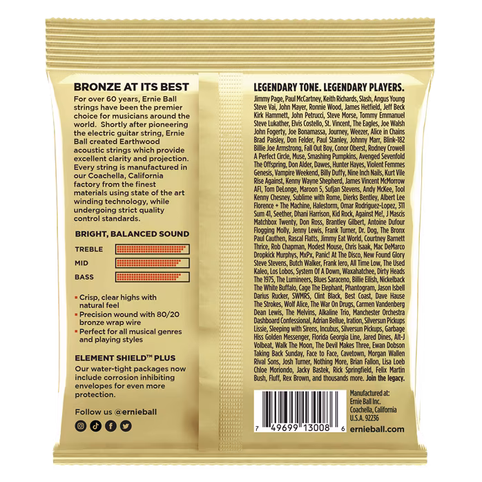 Ernie Ball 3008 Earthwood Rock & Blues 80/20 Bronze 3-Pack - Fém húrok akusztikus gitárra