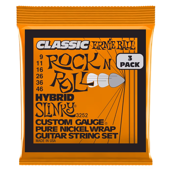 Ernie Ball 3252 Pure Nickel Hybrid Slinky 3-Pack - Húrok elektromos gitárra