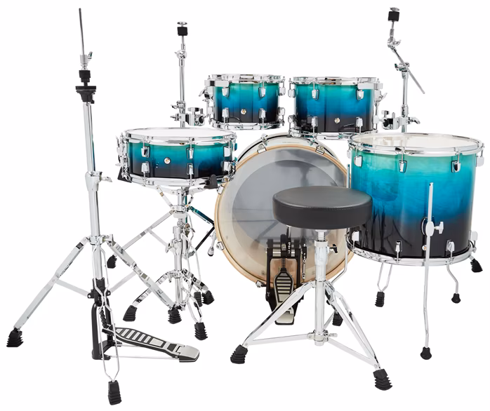 Polmuz Drums Birch Model 3 Blue to Black Fade Rock Set - Dobszett