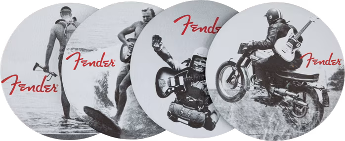 Fender Vintage Ads 4-Pk Coaster Set, Black and White - Hullámvasút