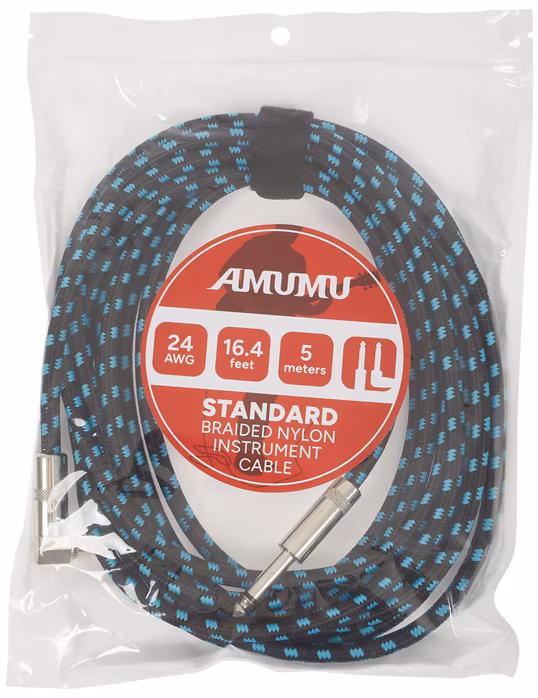 Amumu Woven Instrument Cable Blue Angled 5 m - Hangszer kábel