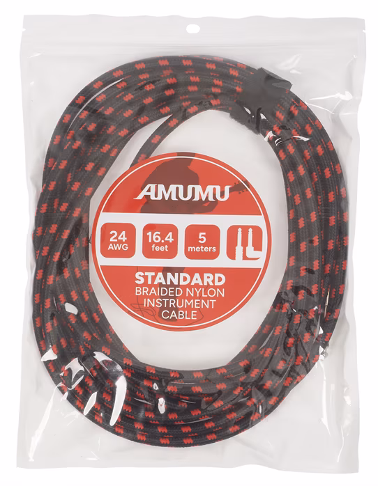 Amumu Woven Instrument Cable Red Angled 5 m - Hangszer kábel